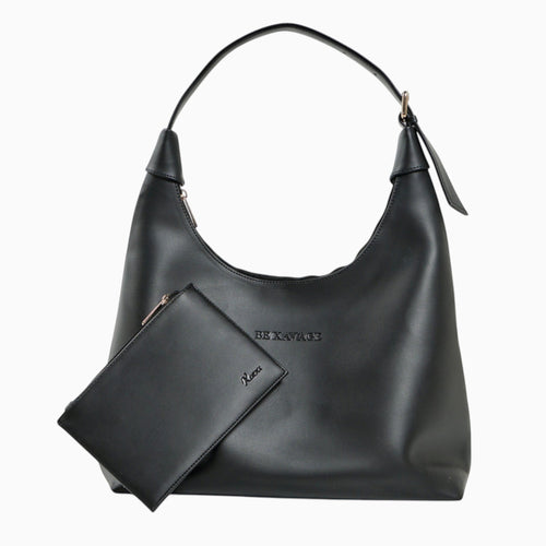 Bolso de hombro negro Xava BE XAVAGE con silueta minimalista y cartuchera a juego incluida